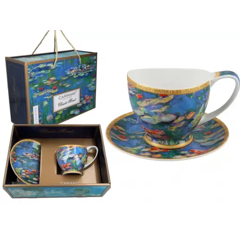 Filiżanka Big Vanessa Carmani 350ml ze spodkiem - C. Monet, Lilie wodne
